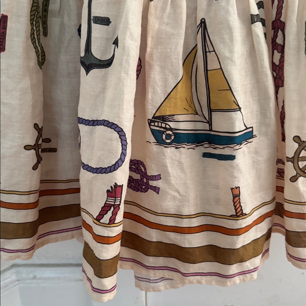 ALEMAIS “Ships Ahoy” Sundress - Nautical Print Cream Dress- Cut Out - Picture 10 of 11